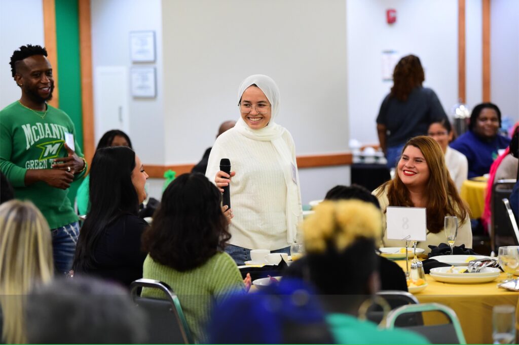 Students at the McDaniel Athletics Sports Hall of Fame.