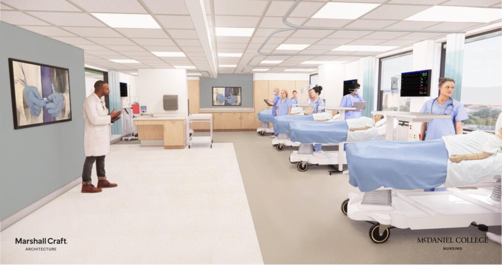 A lab setting nursing simulation.